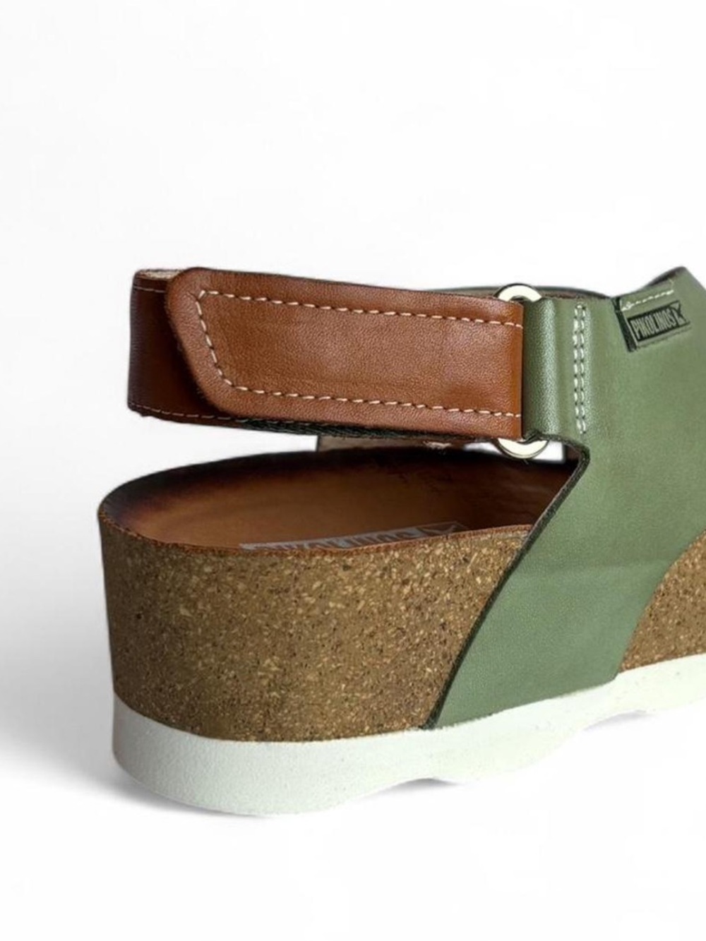 PIKOLINOS Olive Green and Brown Crossband MAHON Wedge Sandals - Picture 7 of 8